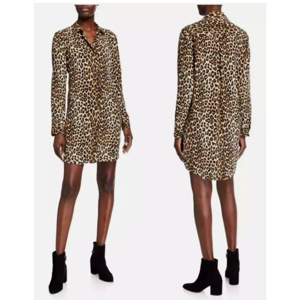 Equipment Silk Cheetah Printed Shirt Dress